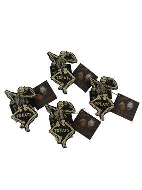 Bethany Lowe Hobgoblins Bruce Elsass Set 4 Skeleton Glittered Napkin Rings NEW